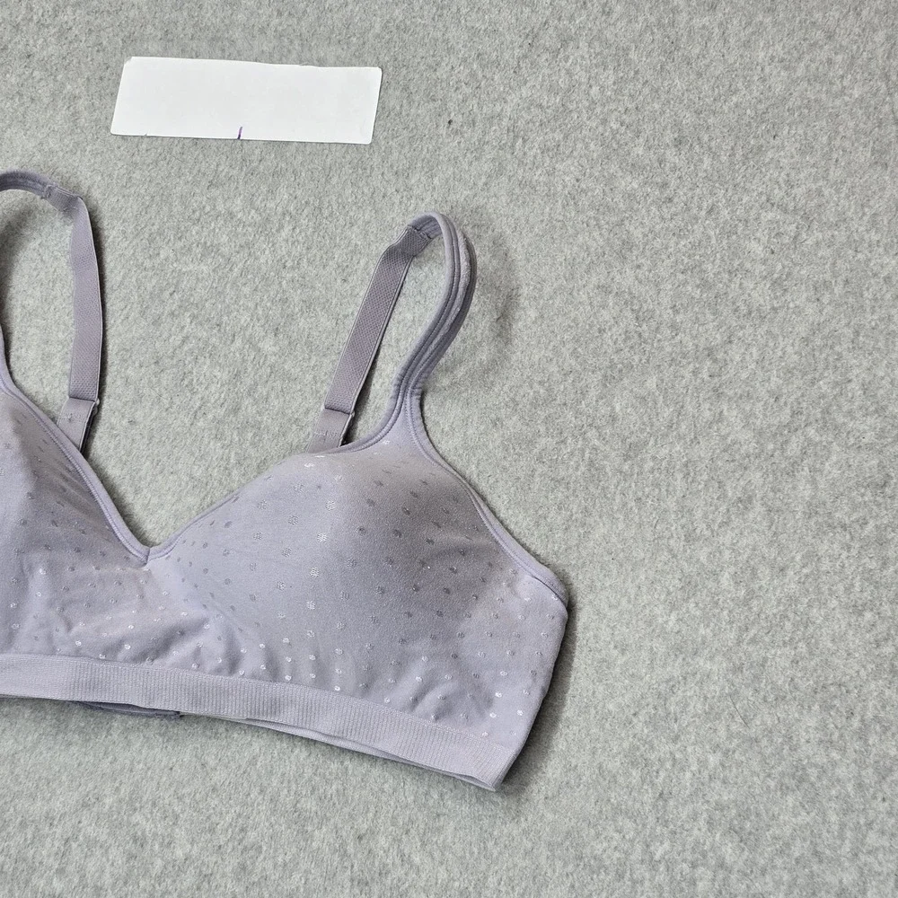 Bali Women Bra 42C Lavender Polka Dot T Shirt Wireless Strap Adjustable